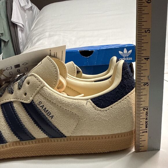 Adidas 7.5 Men’s Samba OG Warm Vanilla Night Indigo Enamel Lace Bling NIB main image 8